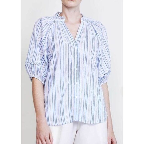 Apiece Apart Blue White Stripes Mitte Top Sz. L - Picture 1 of 7